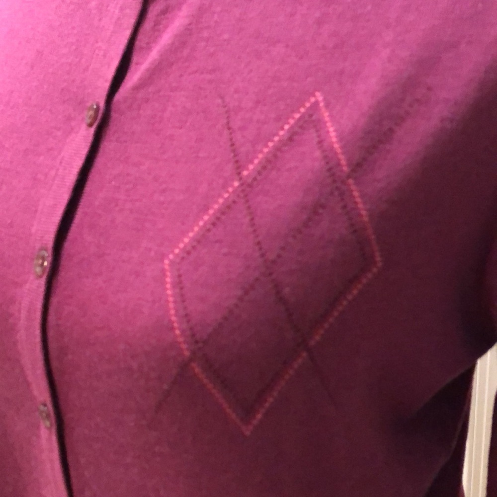🇫🇷Faconnable Argyle Bordeaux detail button-down classic cardigan coordinate - Picture 2 of 9